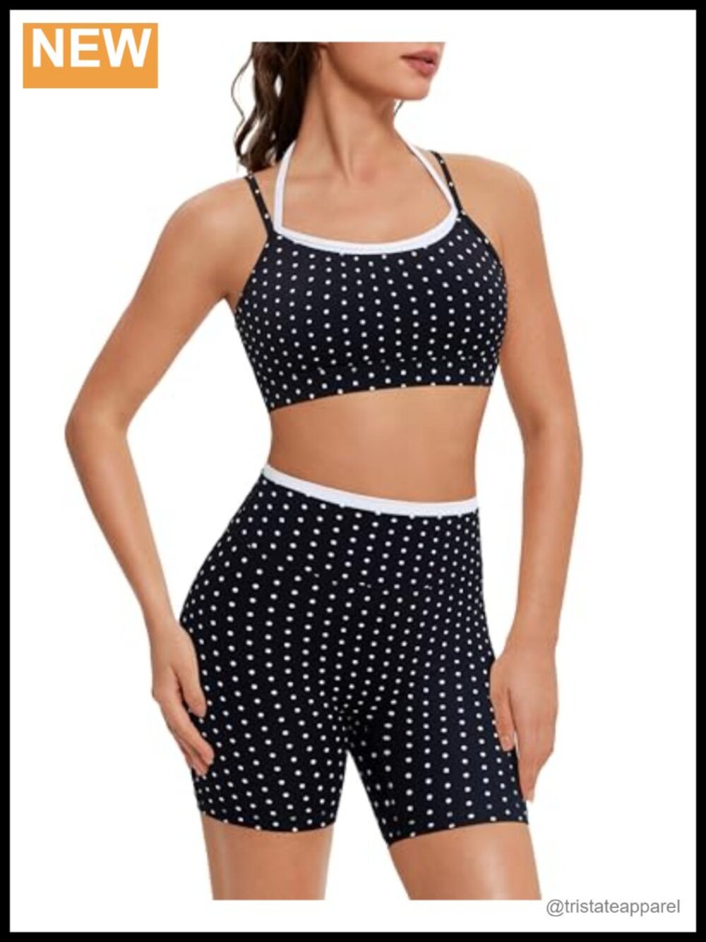Two Piece Workout Set Halter Sports Bra Double Layer Biker Shorts Gym Yoga